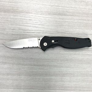 SOG Flash II Satin Polish Drop Point Partially Serrated Folding Pocket Knife